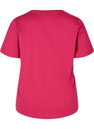T-shirt i økologisk bomuld med v-udskæring, Sangria, Packshot image number 1