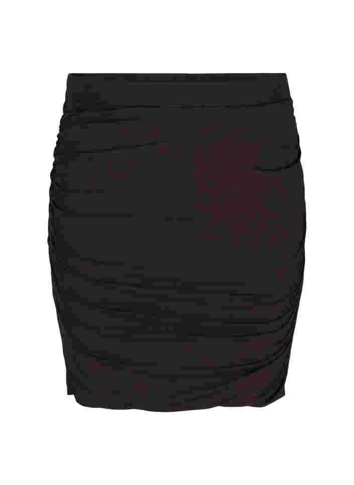 Tætsiddende nederdel i viskose, Black, Packshot image number 0