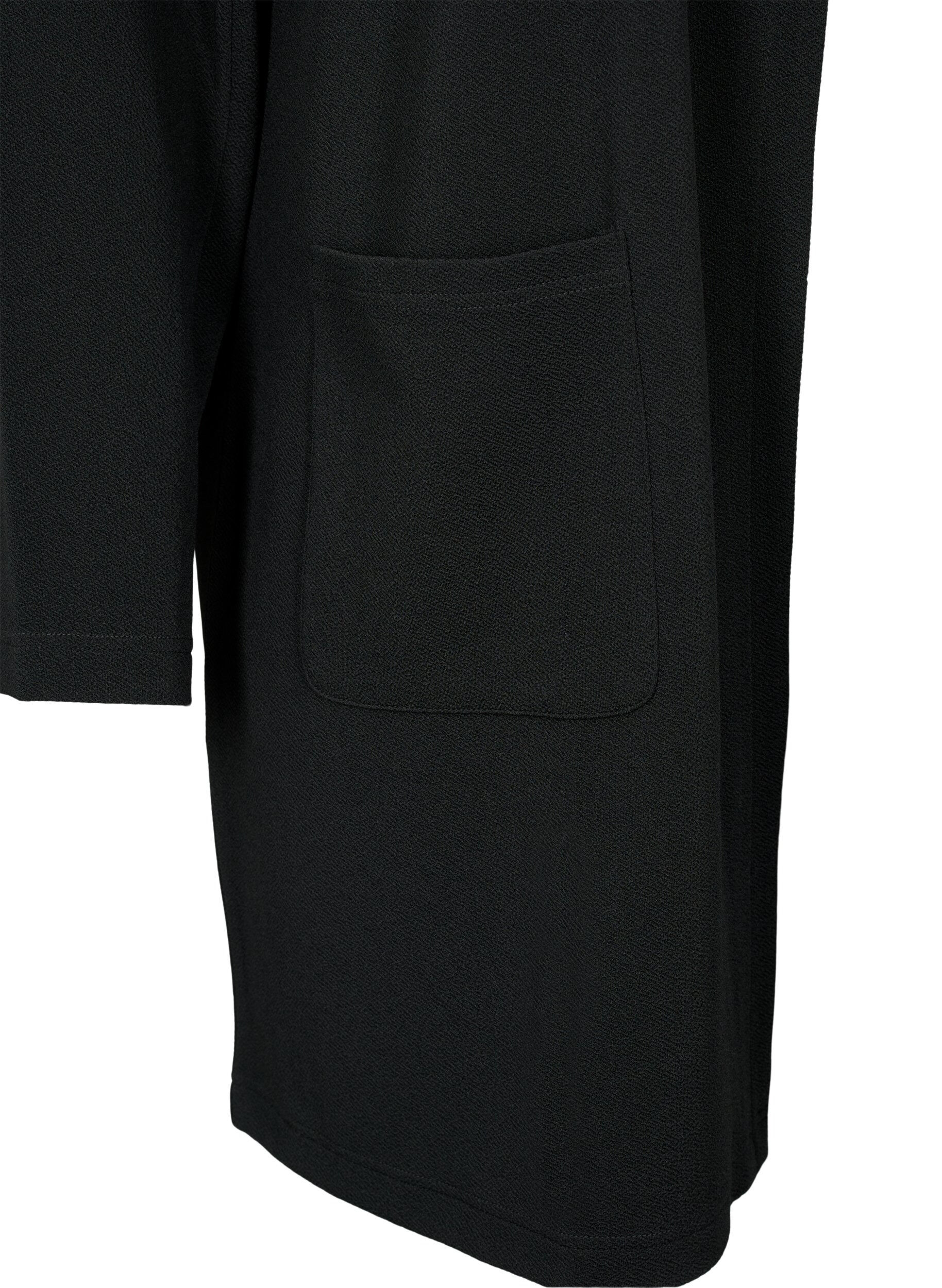 ZizziLang blazer med lommer, Sort, Packshot image number 3