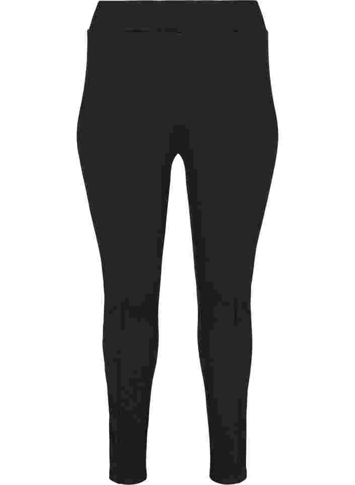 Leggings med elastik og lynlås, Black, Packshot image number 0