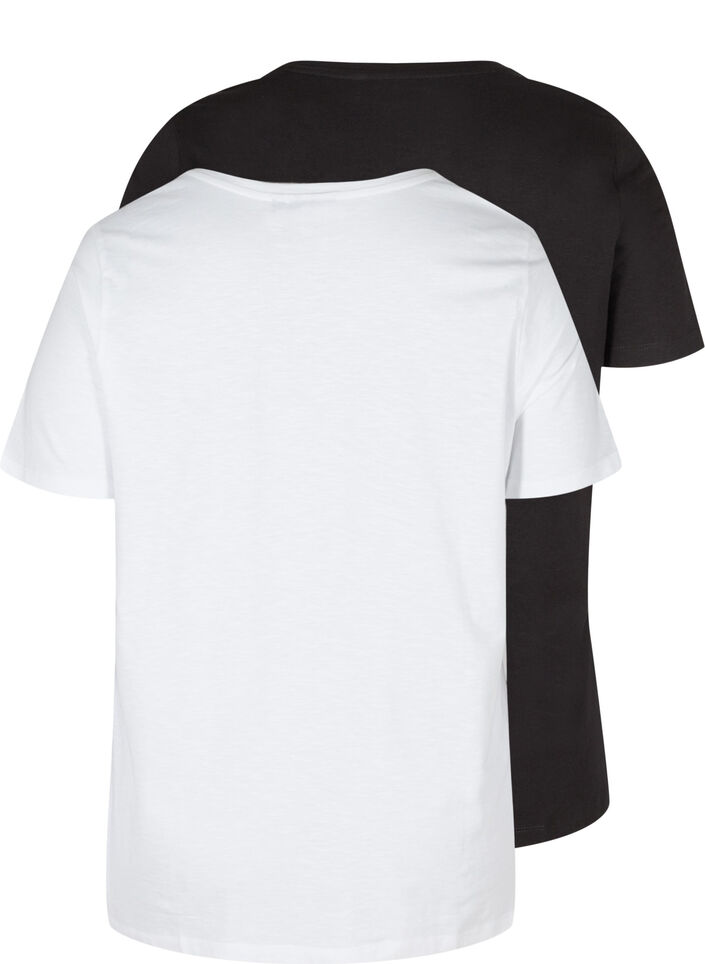 2-pak kortærmet t-shirt i bomuld, Black/Bright White, Packshot image number 1