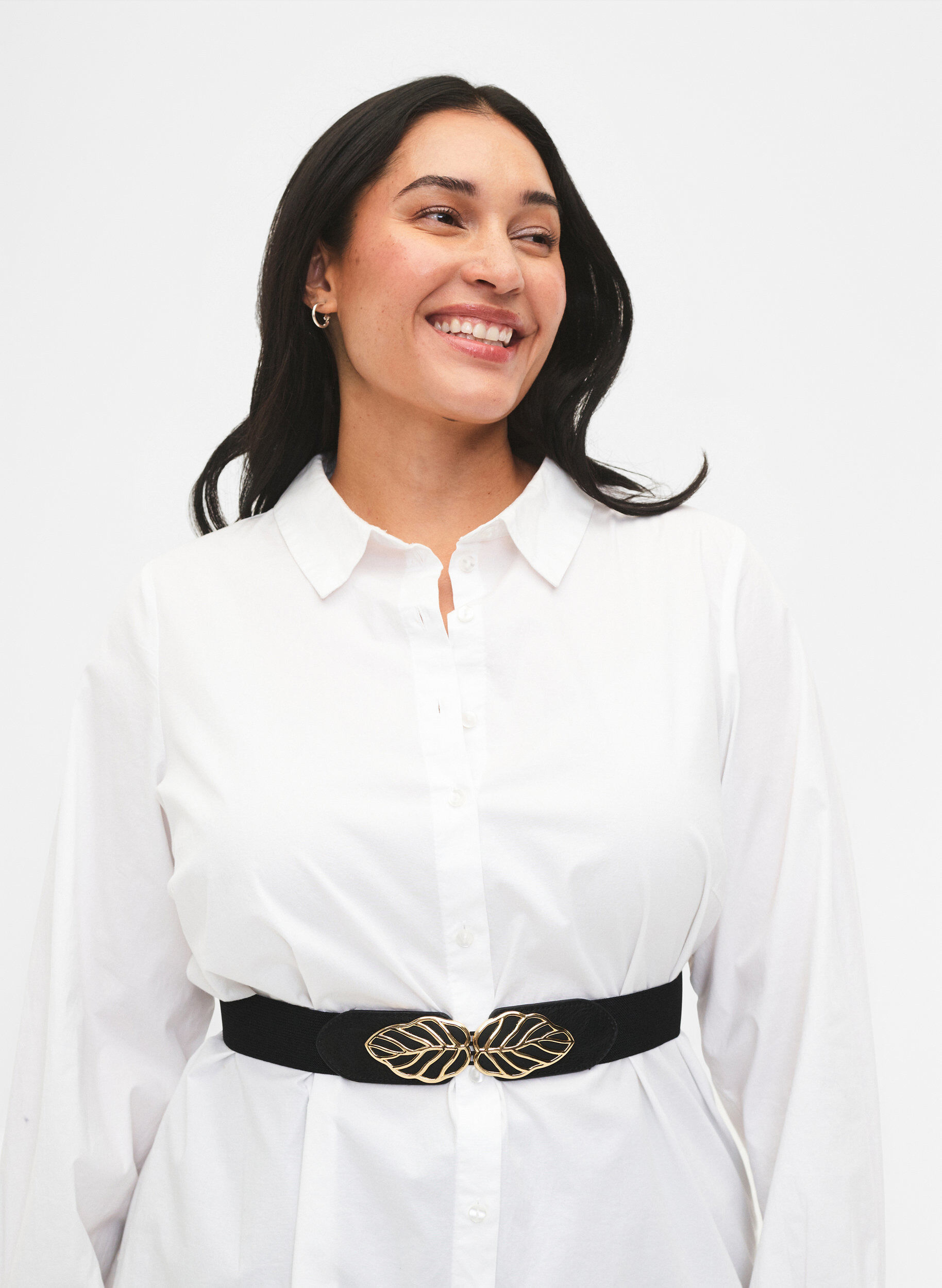 Zizzi Elastik taljeb&aelig;lte med guldsp&aelig;nde, Black, Model image number 0