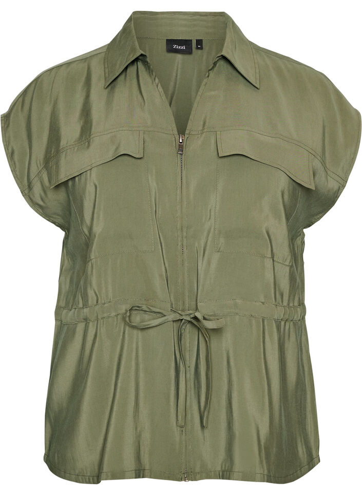 Vest i modal med lynl&aring;s og bindeb&aring;nd, Gr&oslash;n, Packshot image number 0