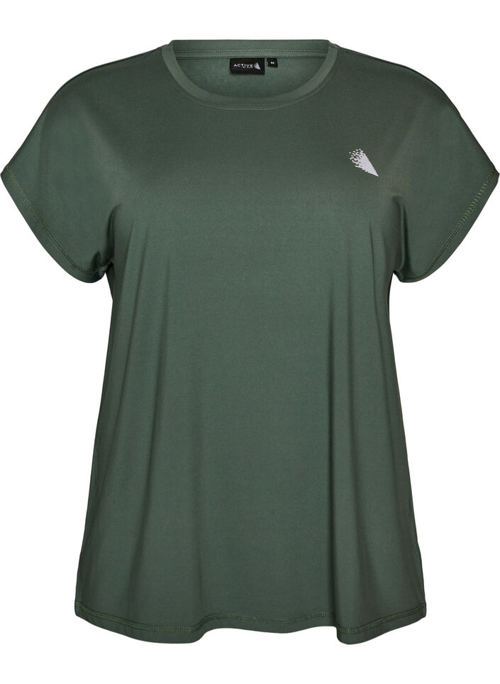 Ensfarvet tr&aelig;nings t-shirt, Gr&oslash;n, Packshot image number 0