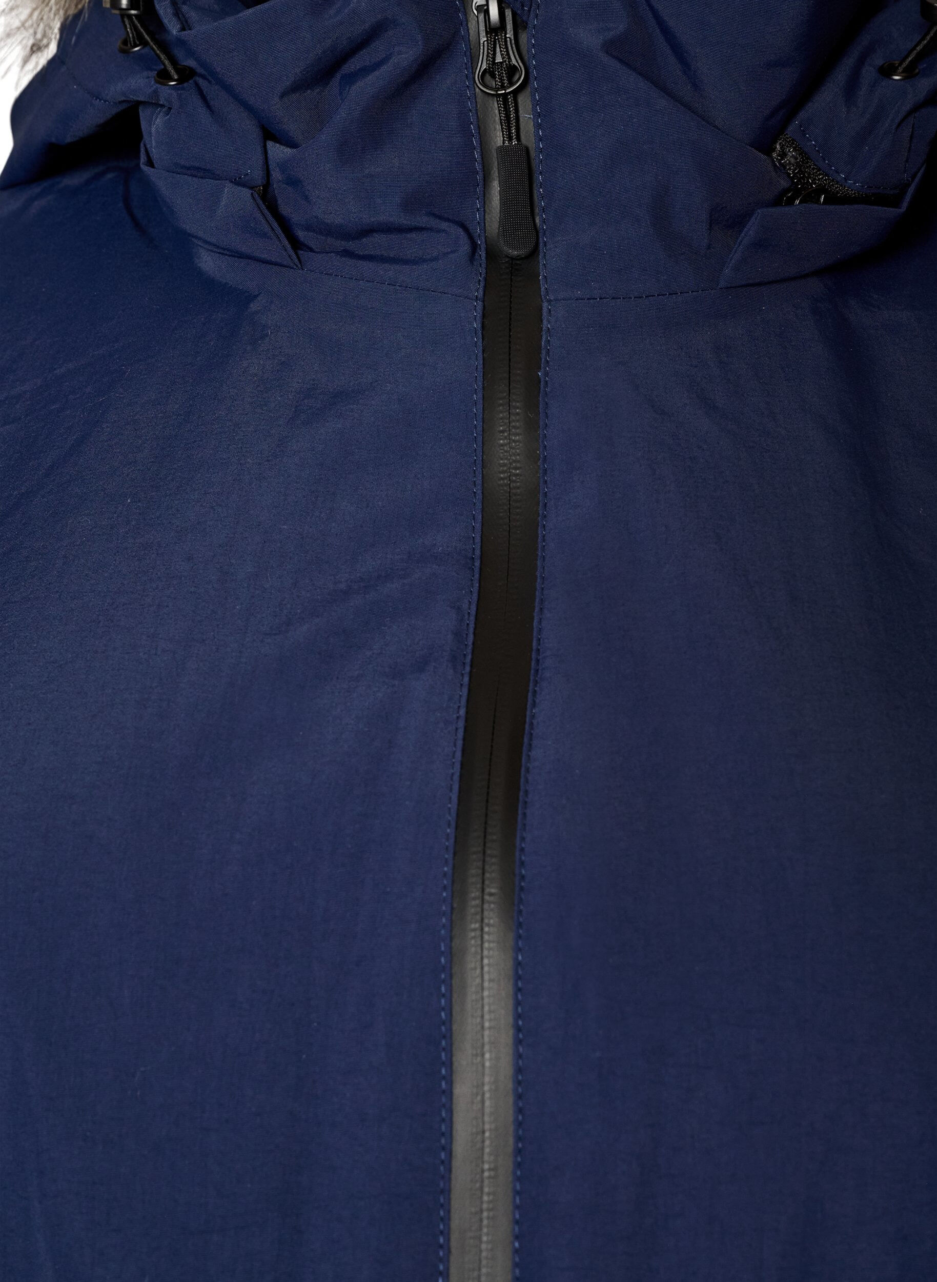 ZizziVandt&aelig;t parka vinterjakke med h&aelig;tte, Bl&aring;, Packshot image number 2