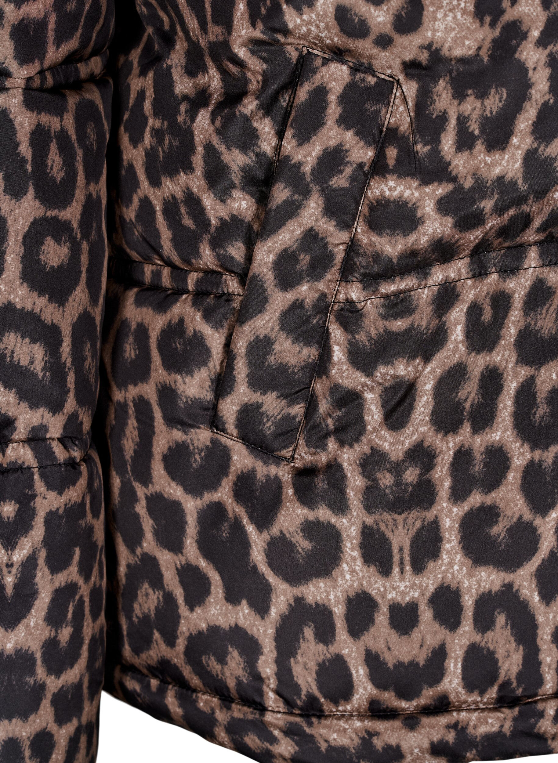 Zizzi Kort pufferjakke med h&aelig;tte og tovejslynl&aring;s., Sort, Packshot image number 3