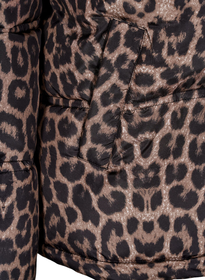 Kort pufferjakke med hætte og tovejslynlås., Sort, Packshot image number 3