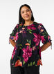 Bluse med blomsterprint og peplum-effekt, Sort, Model image number 0