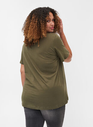 Kortærmet bomulds t-shirt med tryk, Ivy Green/Unique, Model image number 1