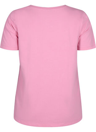 Ensfarvet basis t-shirt i bomuld, Rosebloom, Packshot image number 1