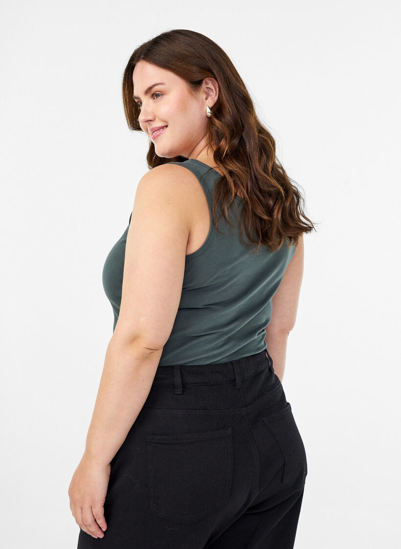 Ensfarvet basis top i bomuld, Gr&oslash;n, Model image number 2