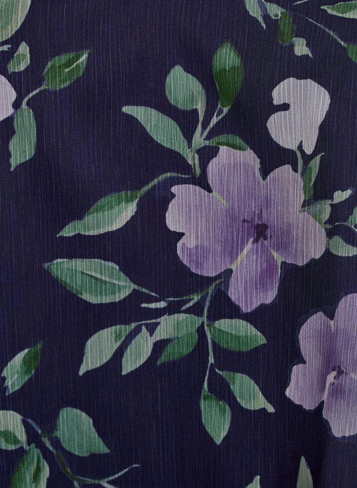 Chiffonbluse med blomster og lange &aelig;rmer , Bl&aring;, Packshot image number 2