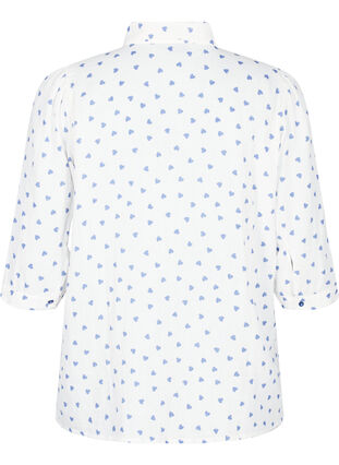 Skjortebluse med 3/4 ærmer, Bright White Heart, Packshot image number 1