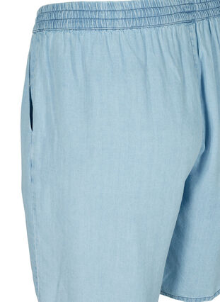Løse shorts med bindesnøre og lommer, Light blue denim, Packshot image number 3