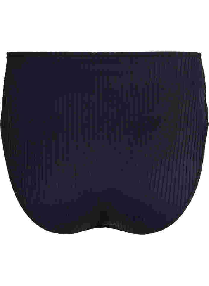 Højtaljet bikini trusse med ribstruktur, Black, Packshot image number 1