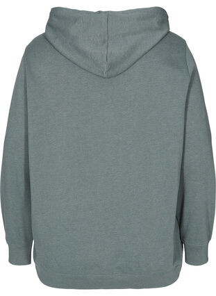 Sweatshirt med hætte og tryk, Balsam Green Mel, Packshot image number 1