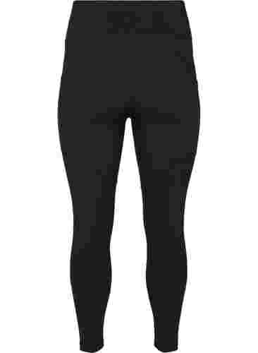 Cropped træningstights med lomme og reflex, Black, Packshot image number 1