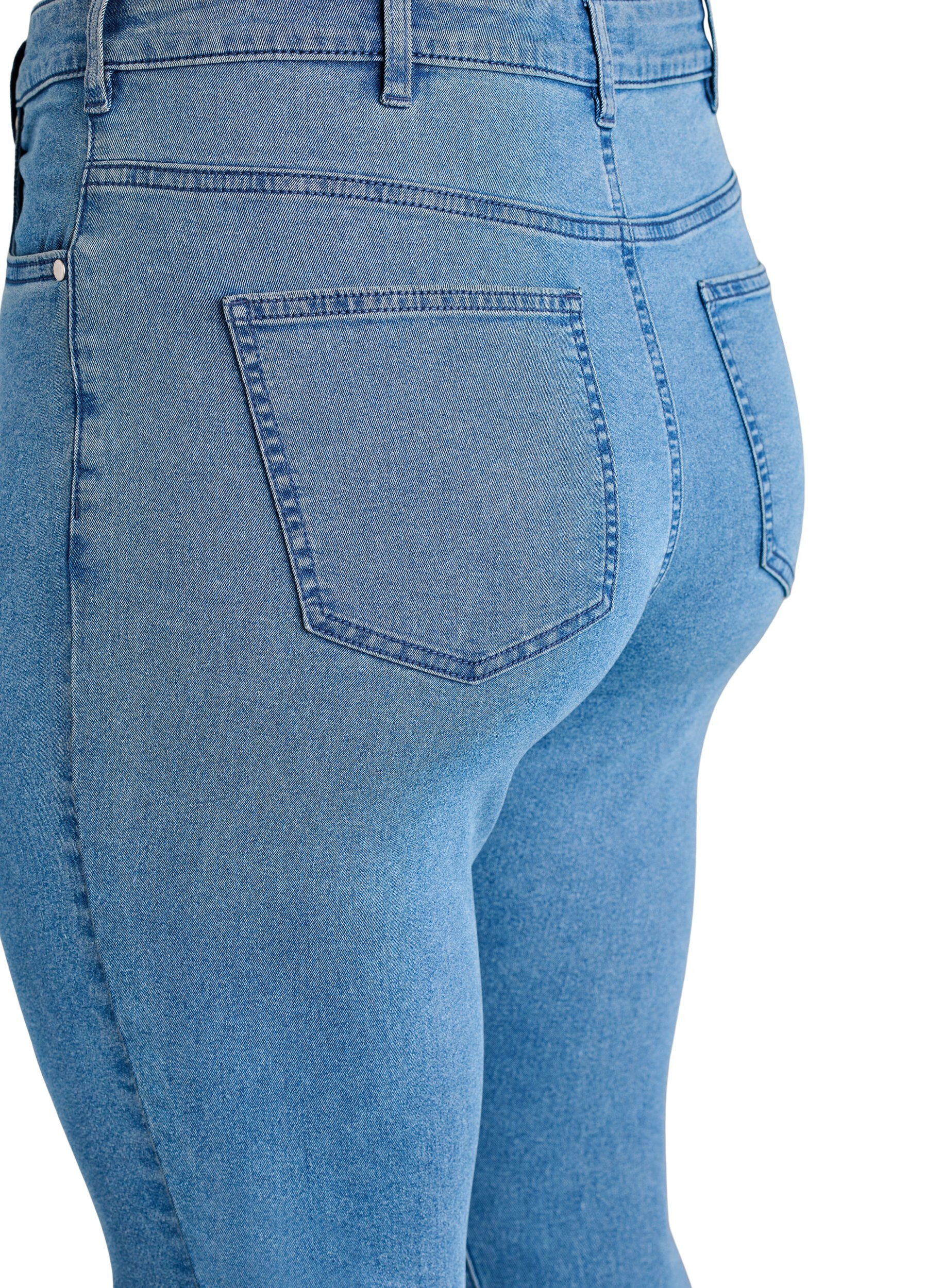 Zizzi Amy jeans med h&oslash;j talje og super slim fit, Bl&aring;, Packshot image number 3
