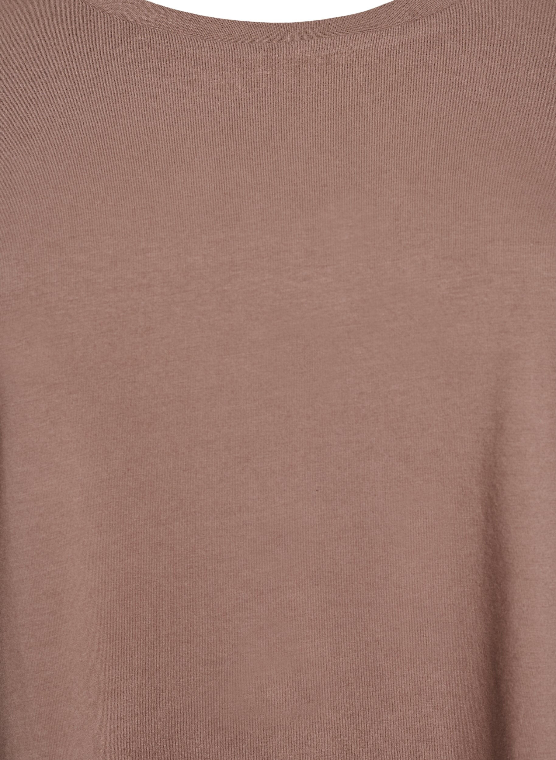 ZizziBasis jerseybluse med lange &aelig;rmer, Brun, Packshot image number 2