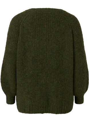 Striktrøje med uld og raglanærmer, Winter Moss, Packshot image number 1