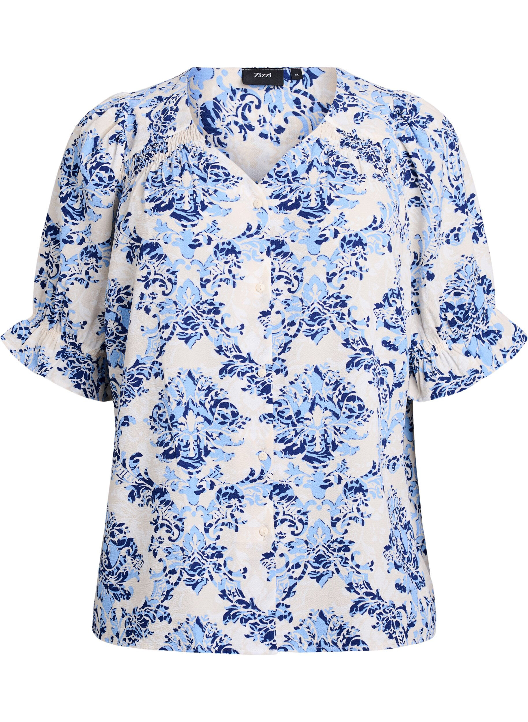 Skjortebluse med 1/2 &aelig;rmer