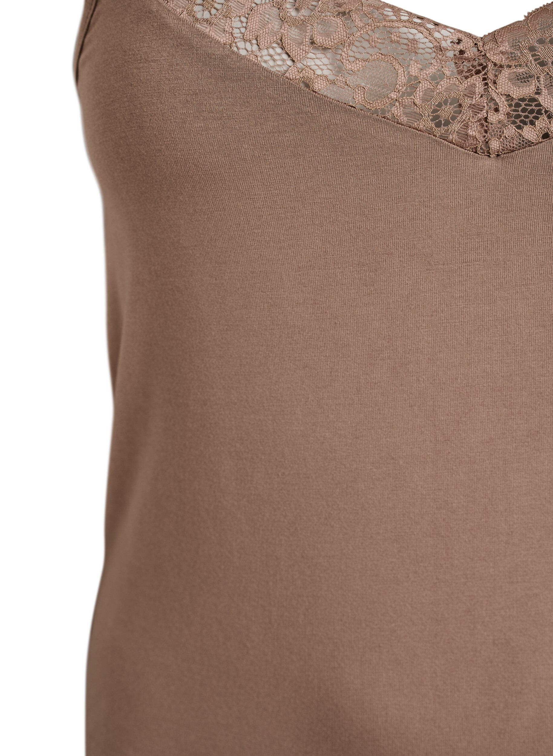 ZizziViskose top med blondekant, Beige, Packshot image number 2