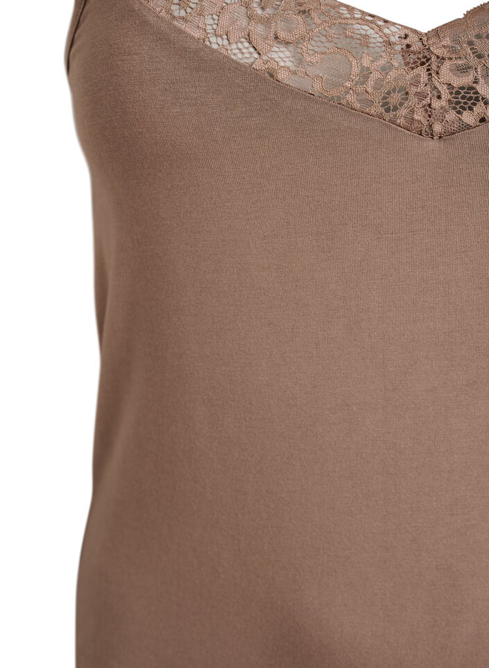 Viskose top med blondekant, Beige, Packshot image number 2