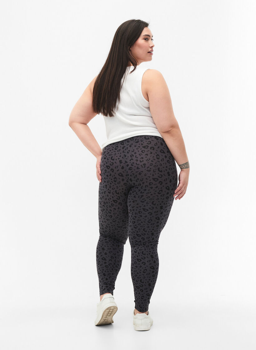 Viskose leggings med leo print, Grå, Model image number 2