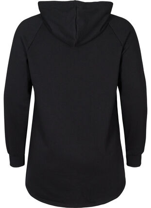 Sweatshirt med lomme og hætte, Black, Packshot image number 1