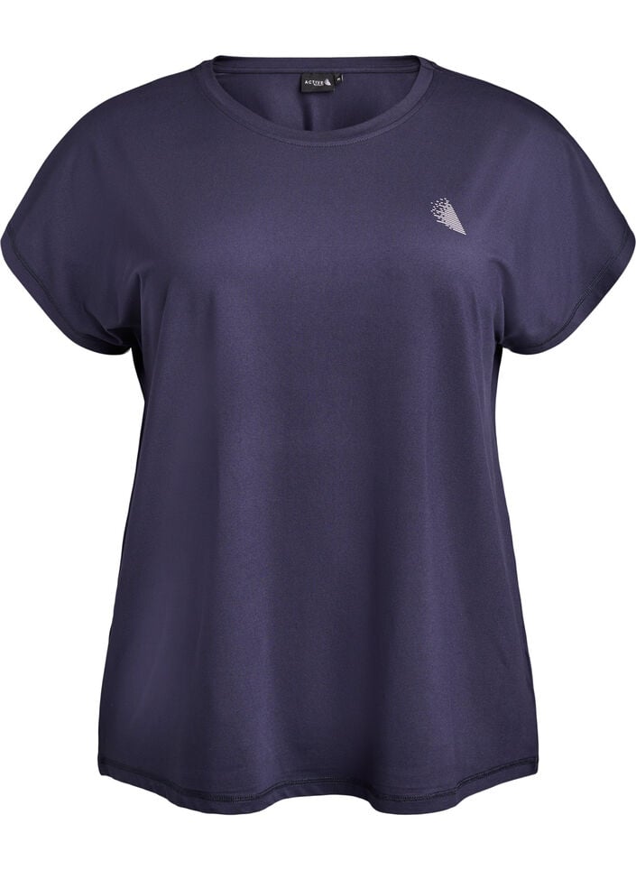 Ensfarvet tr&aelig;nings t-shirt, Bl&aring;, Packshot image number 0