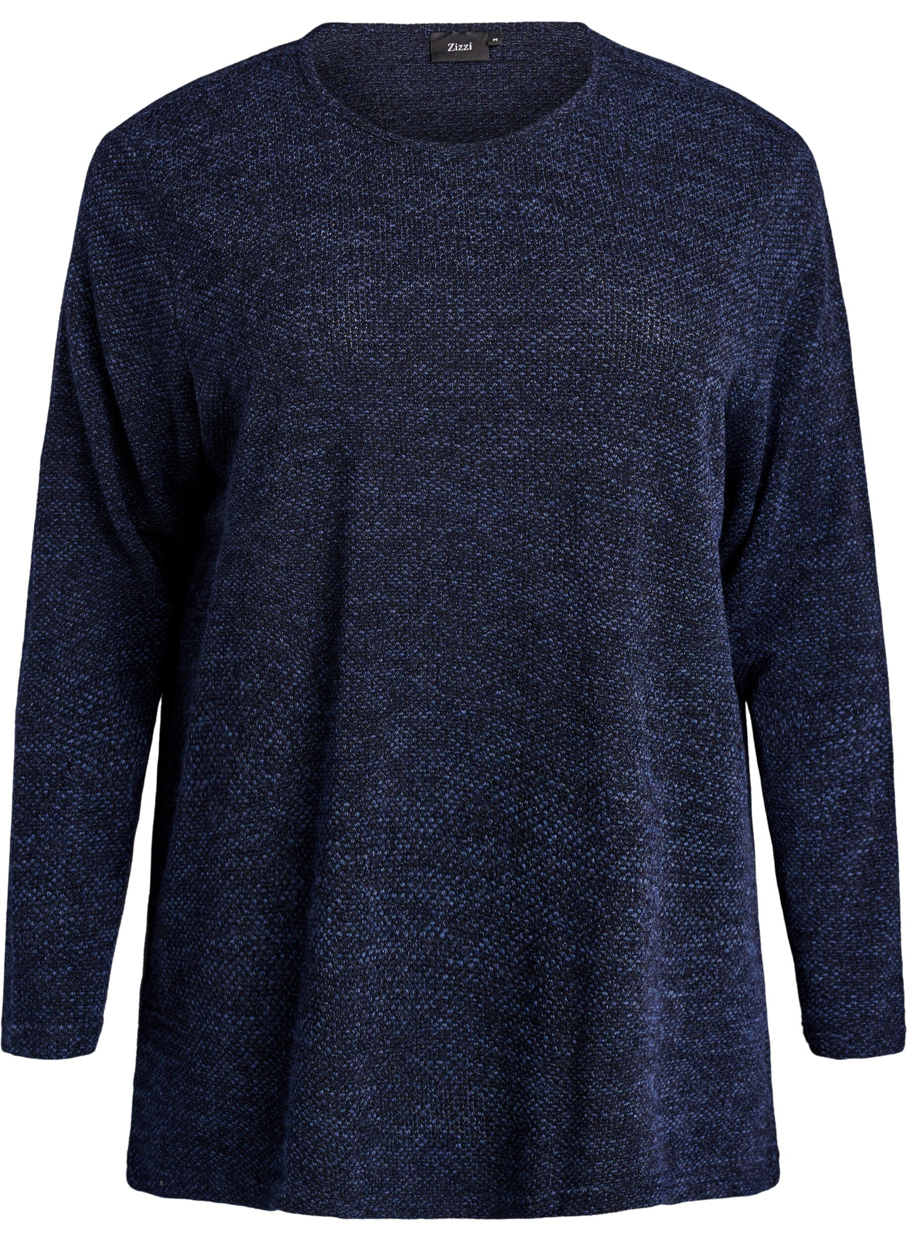ZizziLang&aelig;rmet bluse med struktur, Bl&aring;, Packshot image number 0