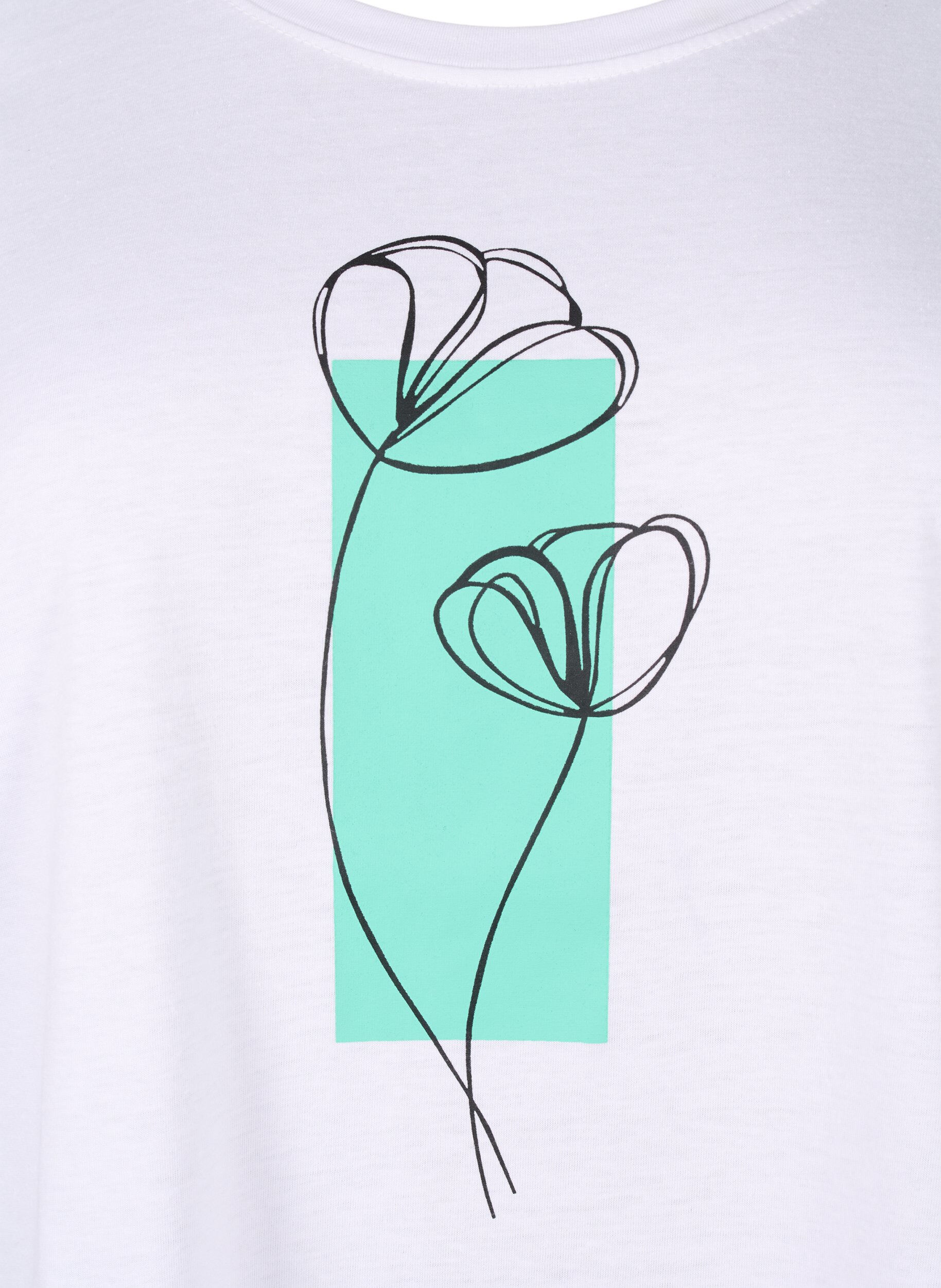 Zizzi FLASH - T-shirt med motiv, Bright White Flower, Packshot image number 2