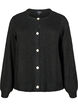 Strikcardigan med uld og knapper, Black Solid, Packshot image number 0