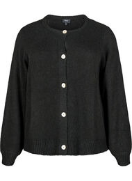 Strikcardigan med uld og knapper, Black Solid