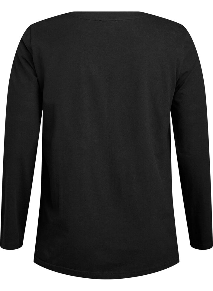 Basis jerseybluse med lange &aelig;rmer, Sort, Packshot image number 1