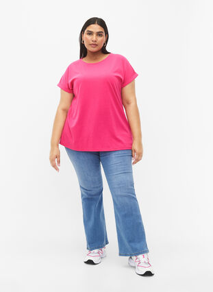 Kortærmet t-shirt i bomuldsblanding, Raspberry Sorbet, Model image number 2