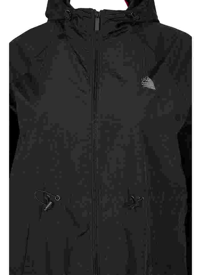 Lang sportsjakke med justerbar talje , Black, Packshot image number 2