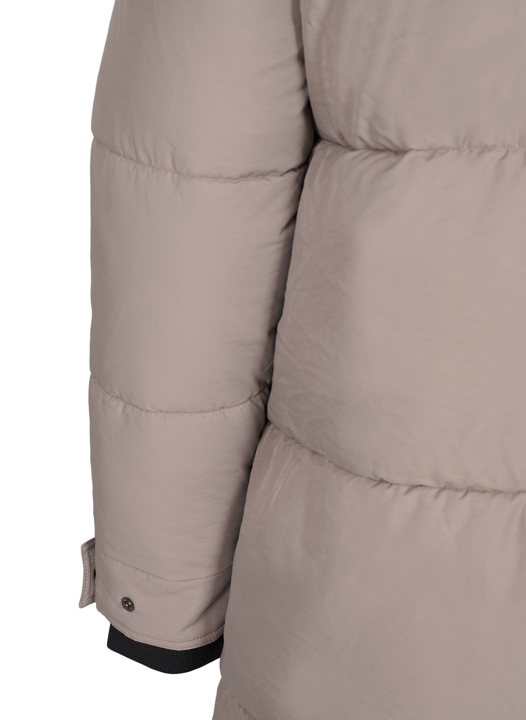Zizzi Pufferjakke med h&aelig;tte og kontrastdetaljer, Beige, Packshot image number 4