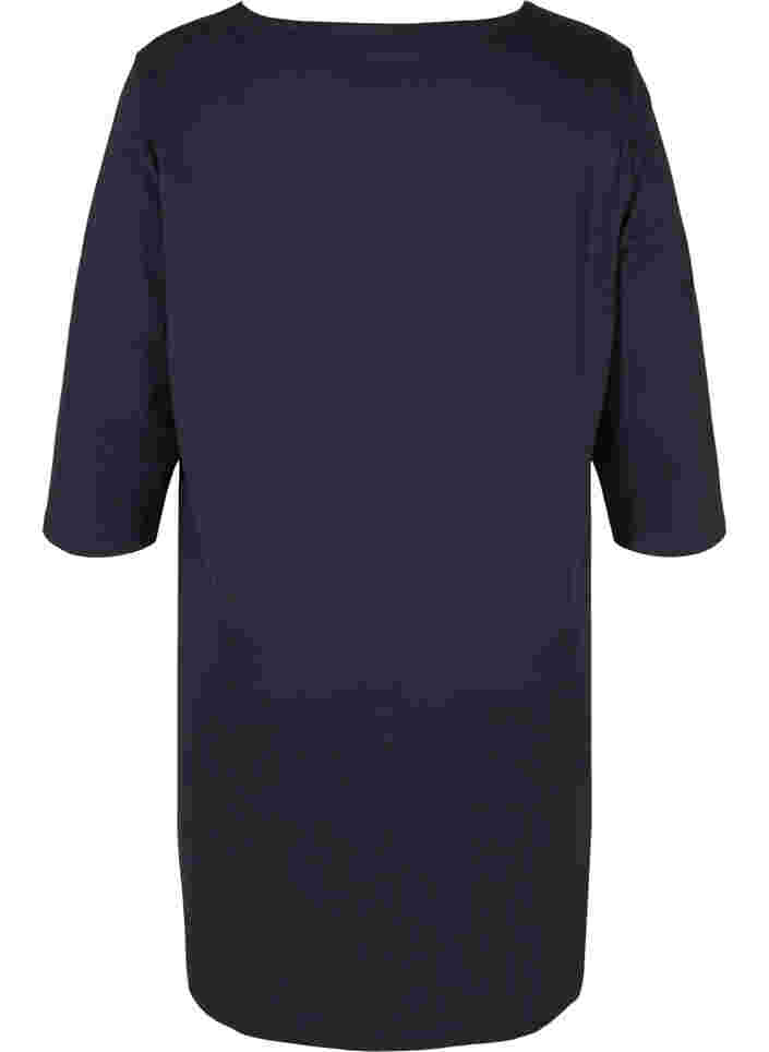 Bomulds kjole med 3/4 ærmer og lommer, Night Sky, Packshot image number 1