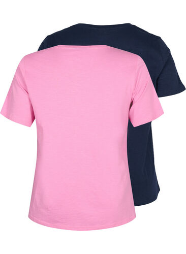 2-pak basis t-shirt i bomuld, Rosebloom/Navy B, Packshot image number 1