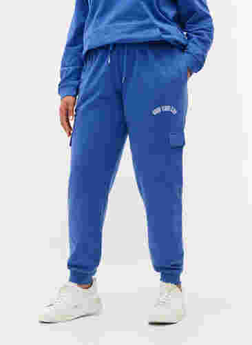 Sweatpants med cargolommer, Dazzling Blue, Model image number 2