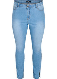 Amy jeans med høj talje og slids, Light blue