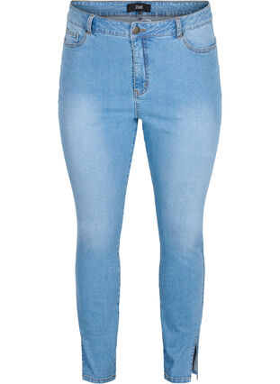 Amy jeans med høj talje og slids, Light blue, Packshot image number 0
