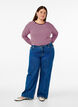 Stribet bluse med lange &aelig;rmer, Lyser&oslash;d, Model image number 1