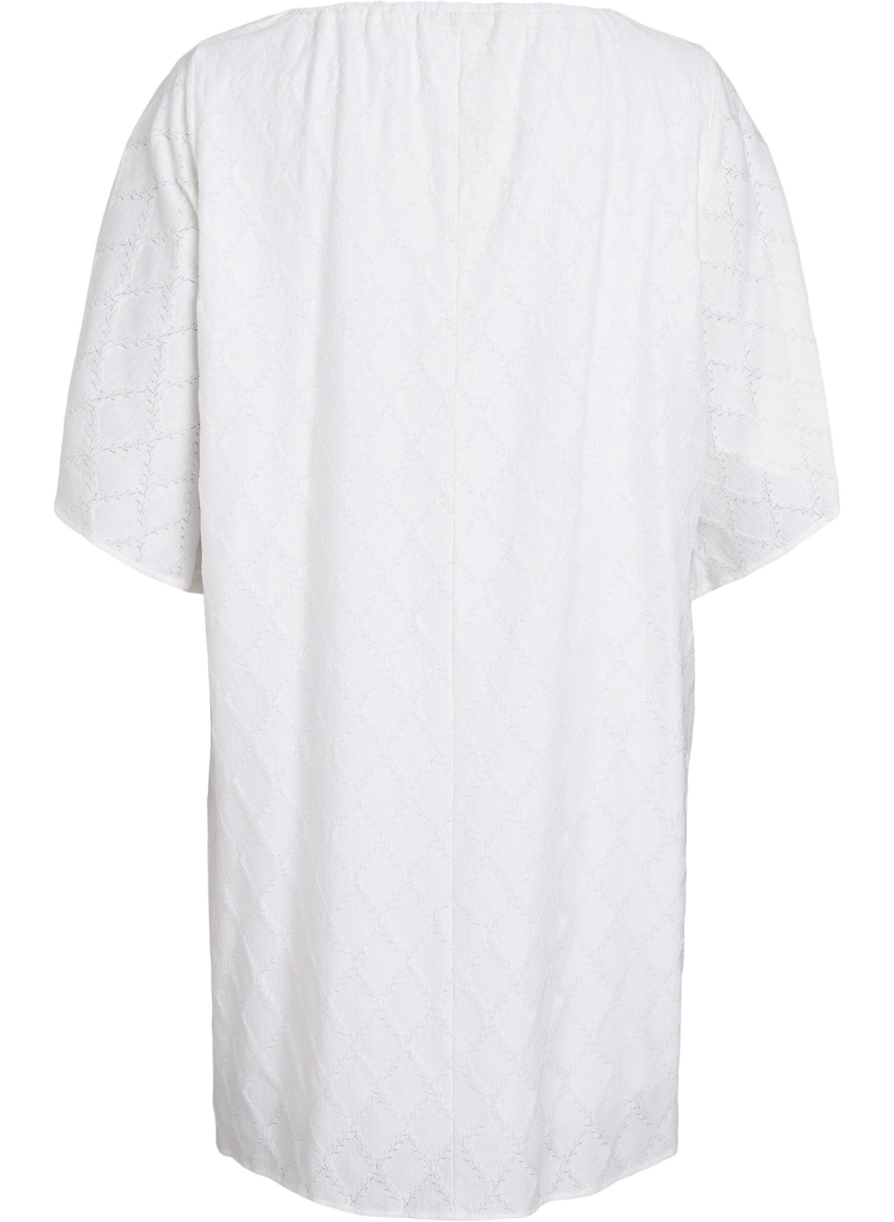 Zizzi Kn&aelig;lang festkjole med brede &aelig;rmer, Hvid, Packshot image number 1