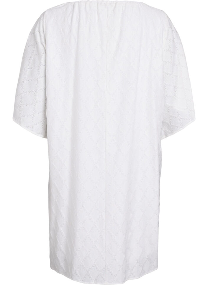 Knælang festkjole med brede ærmer, Hvid, Packshot image number 1