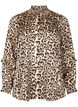 Bluse med smock og leopardprint, Brun, Packshot image number 0