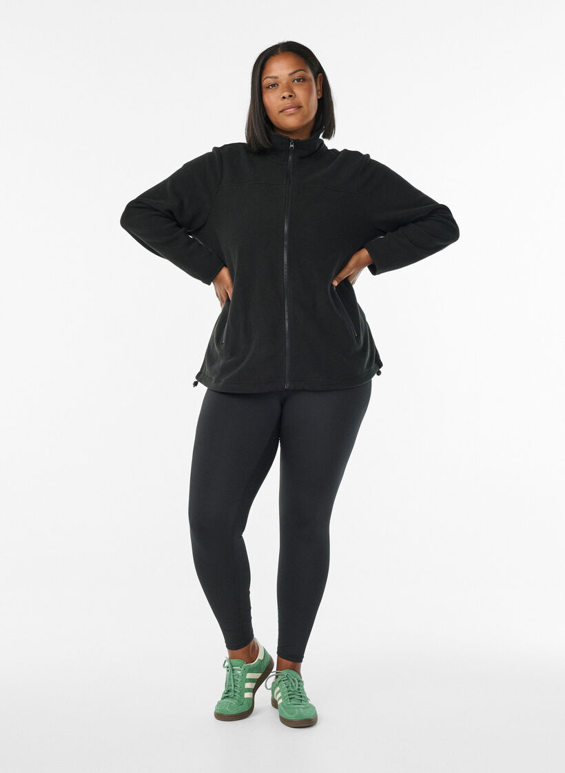 Fleece jakke med lommer, Sort, Model image number 1