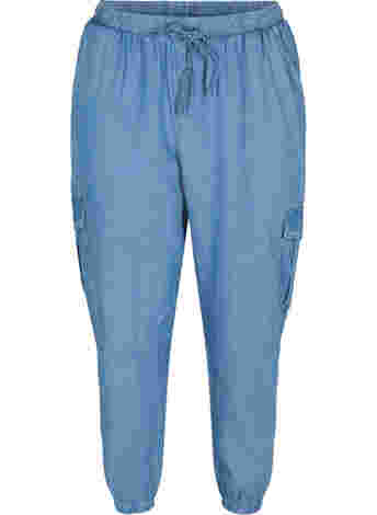 Cargo bukser i denim-look med lommer
