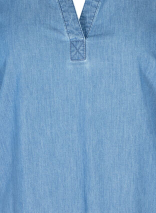 Kortærmet denim tunika i bomuld, Medium Blue Denim, Packshot image number 2